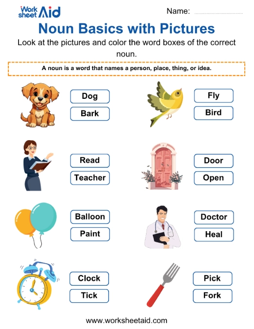 Identify Basic Nouns With Pictures