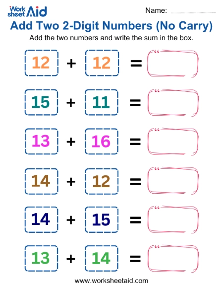 Add 2-Digit Numbers (No Carry)