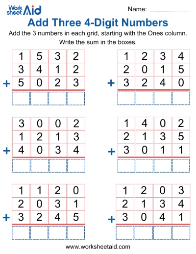Add Three 4-Digit Numbers