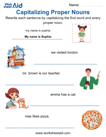 Capitalizing Proper Nouns Practice