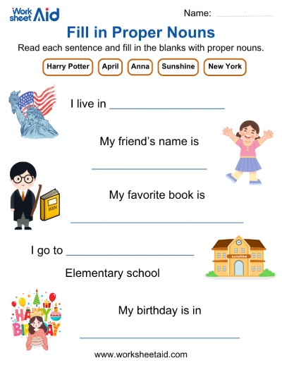 Complete Sentence with Proper Nouns