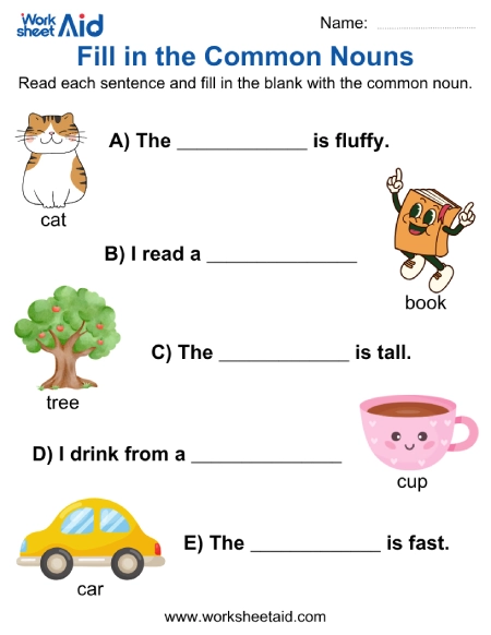 Completing Sentences with Common Nouns