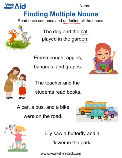 Finding Multiple Nouns in Sentences