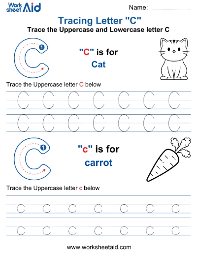 Letter C Tracing Worksheets