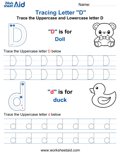 Letter D Tracing Worksheets