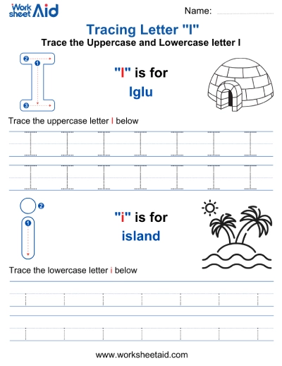 Letter i Tracing Worksheets