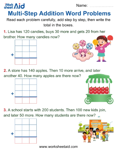 Multi-Step Addition Word Problems