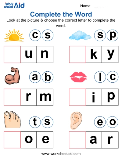 Complete the Word (Letter Choice)