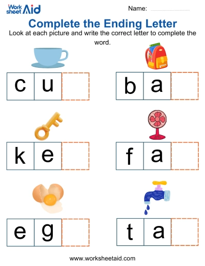 Ending Letter Word Completion