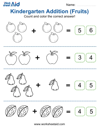 Kindergarten Addition (Fruits)