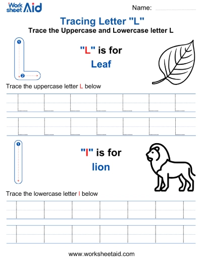 Letter L Tracing Worksheets