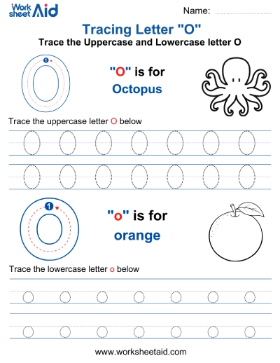 Letter O Tracing Worksheets