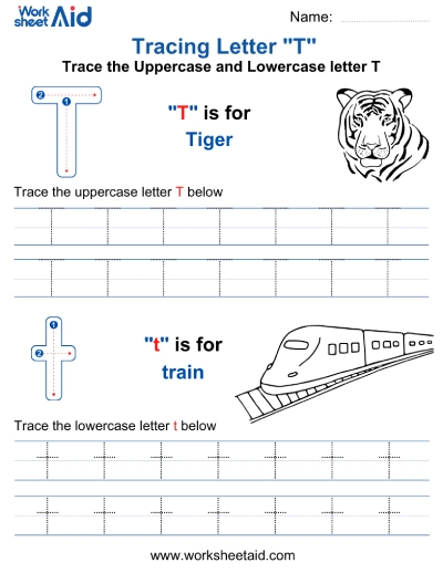 Letter T Tracing Worksheets