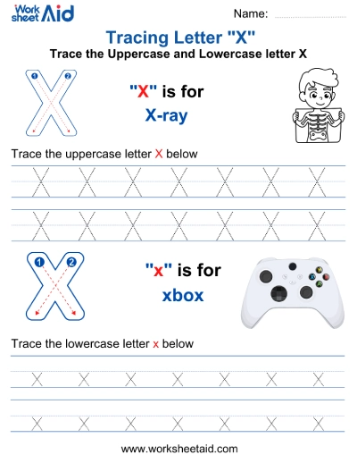 Letter X Tracing Worksheets
