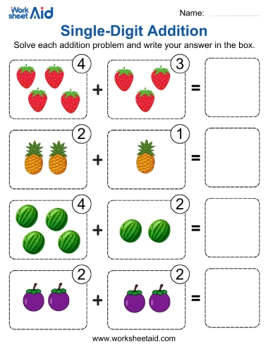 fruit addition worksheet