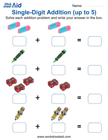 Objects - Single-digit addition upto 5