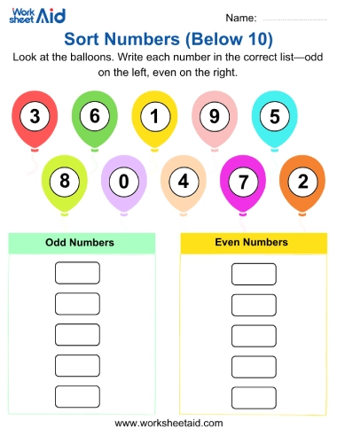 Sort Odd Even Numbers Below 10